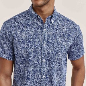 Palm Floral Navy Short Sleeve Shirt sold by The Tie Bar