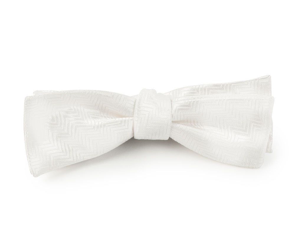 Herringbone White Bow Tie sold by The Tie Bar