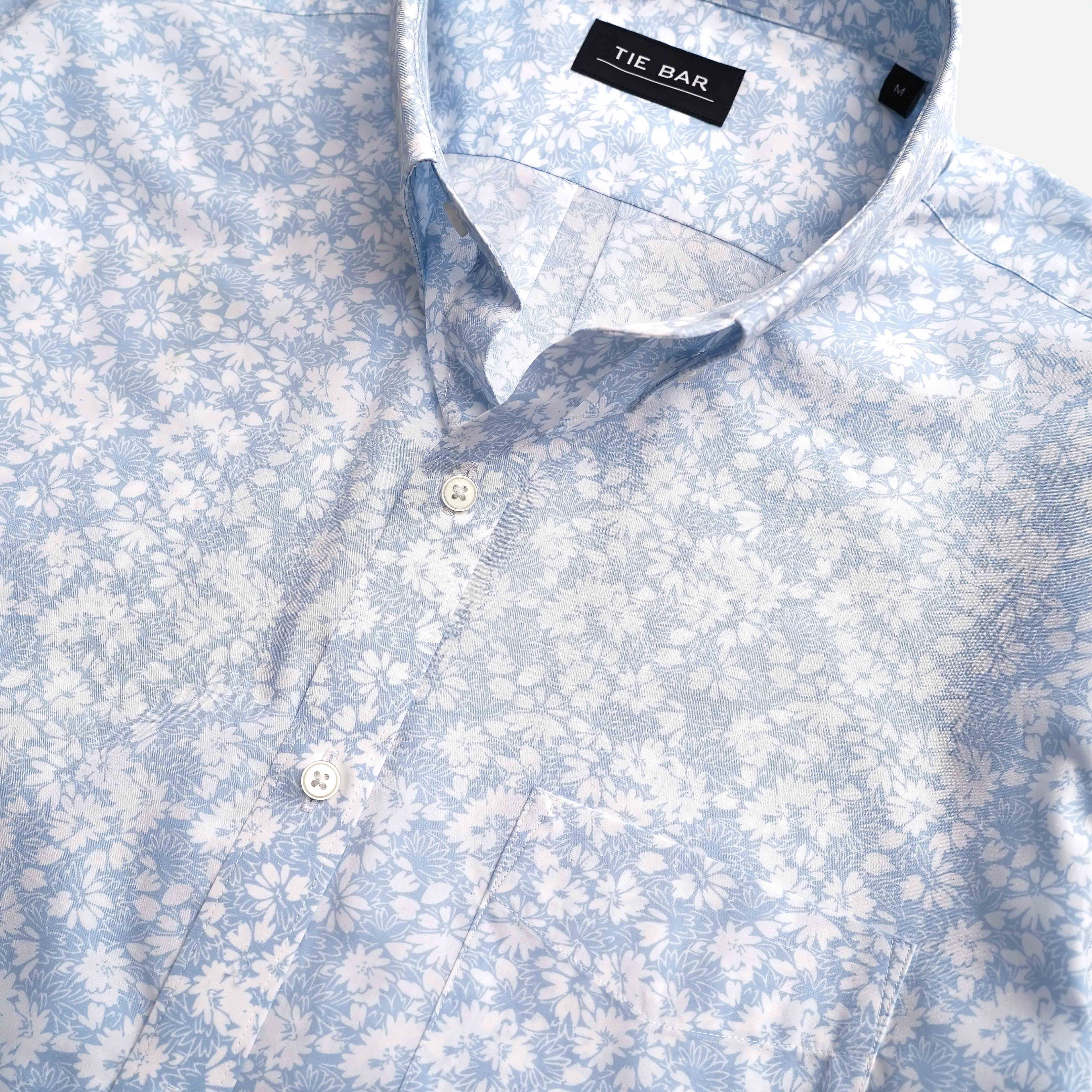 Ditsy Floral Blue Short Sleeve Shirt sold by The Tie Bar product image thumbnail 2