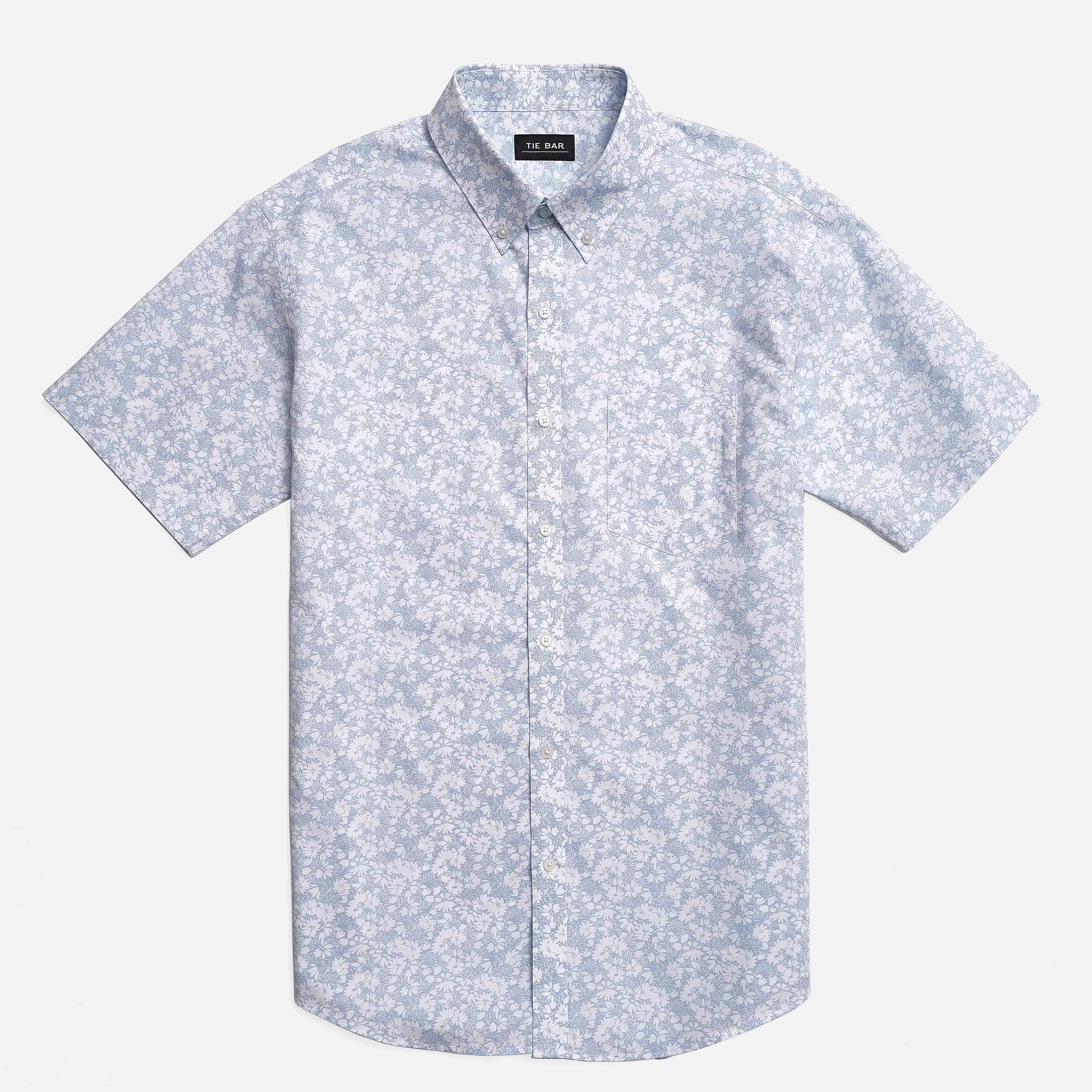 Ditsy Floral Blue Short Sleeve Shirt sold by The Tie Bar