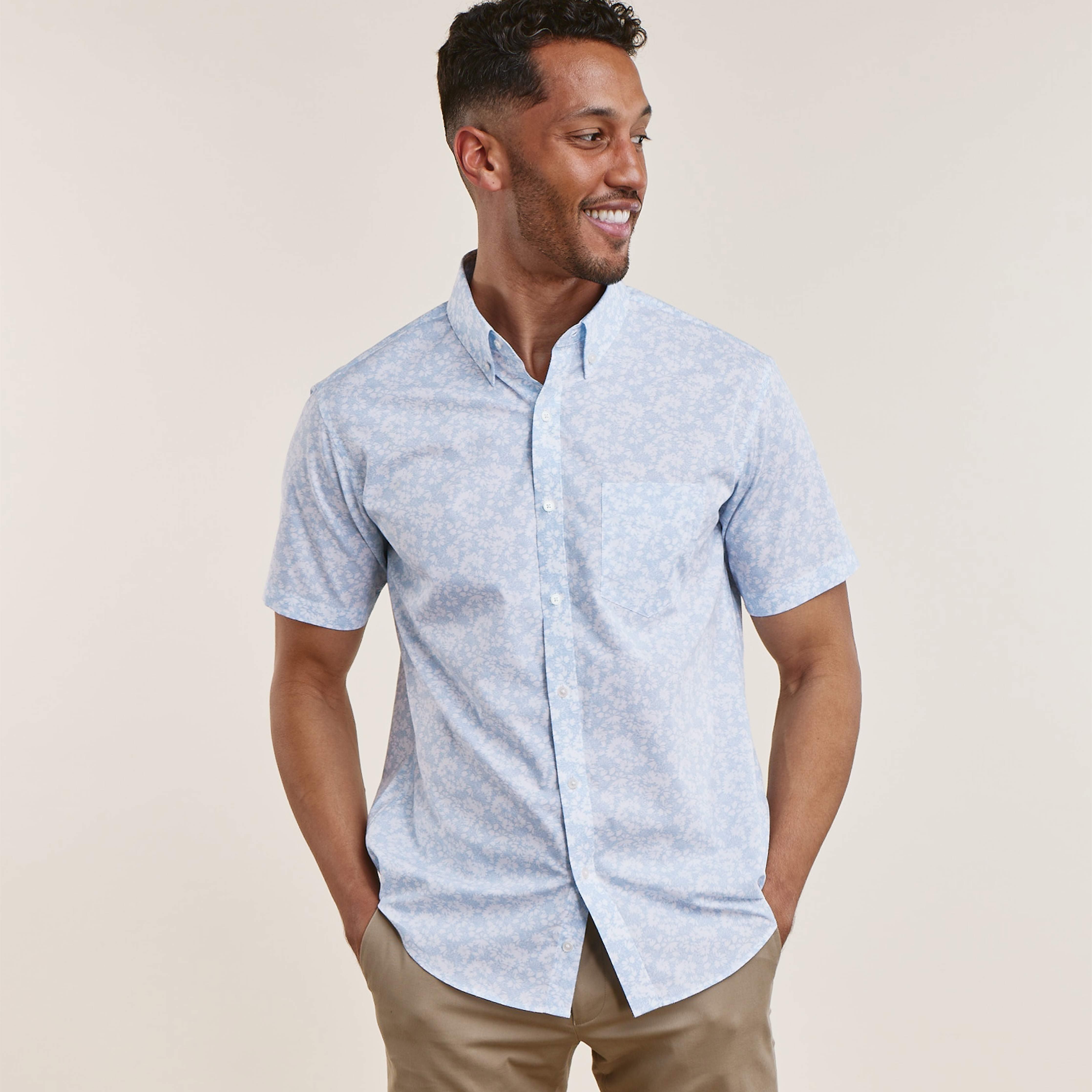 Ditsy Floral Blue Short Sleeve Shirt sold by The Tie Bar product image thumbnail 4