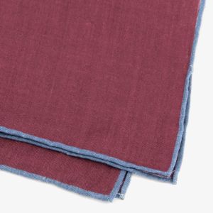 Linen with Color Pop Border Burgundy Pocket Square sold by The Tie Bar