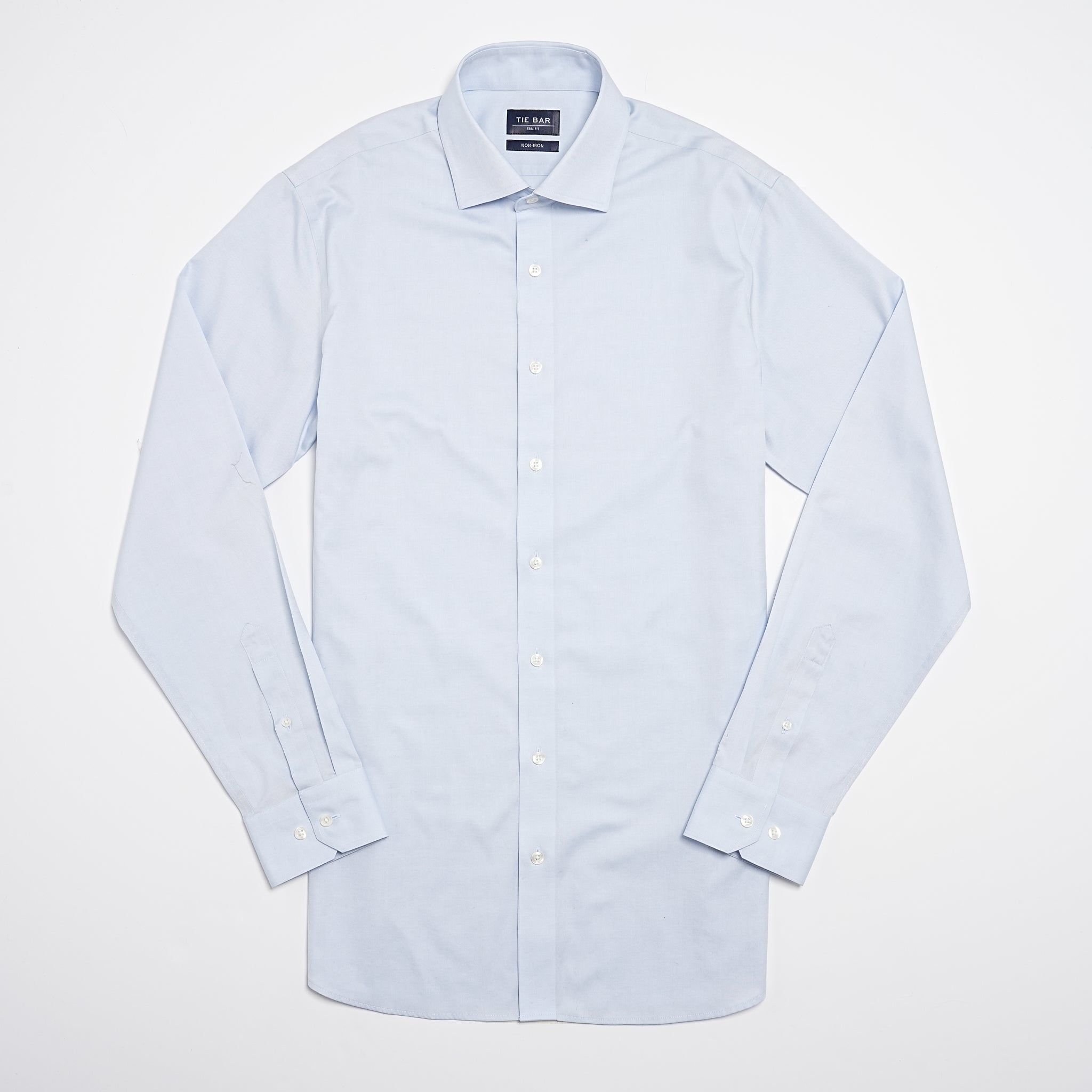 Pinpoint Solid Light Blue Non-Iron Dress Shirt sold by The Tie Bar product image thumbnail 2