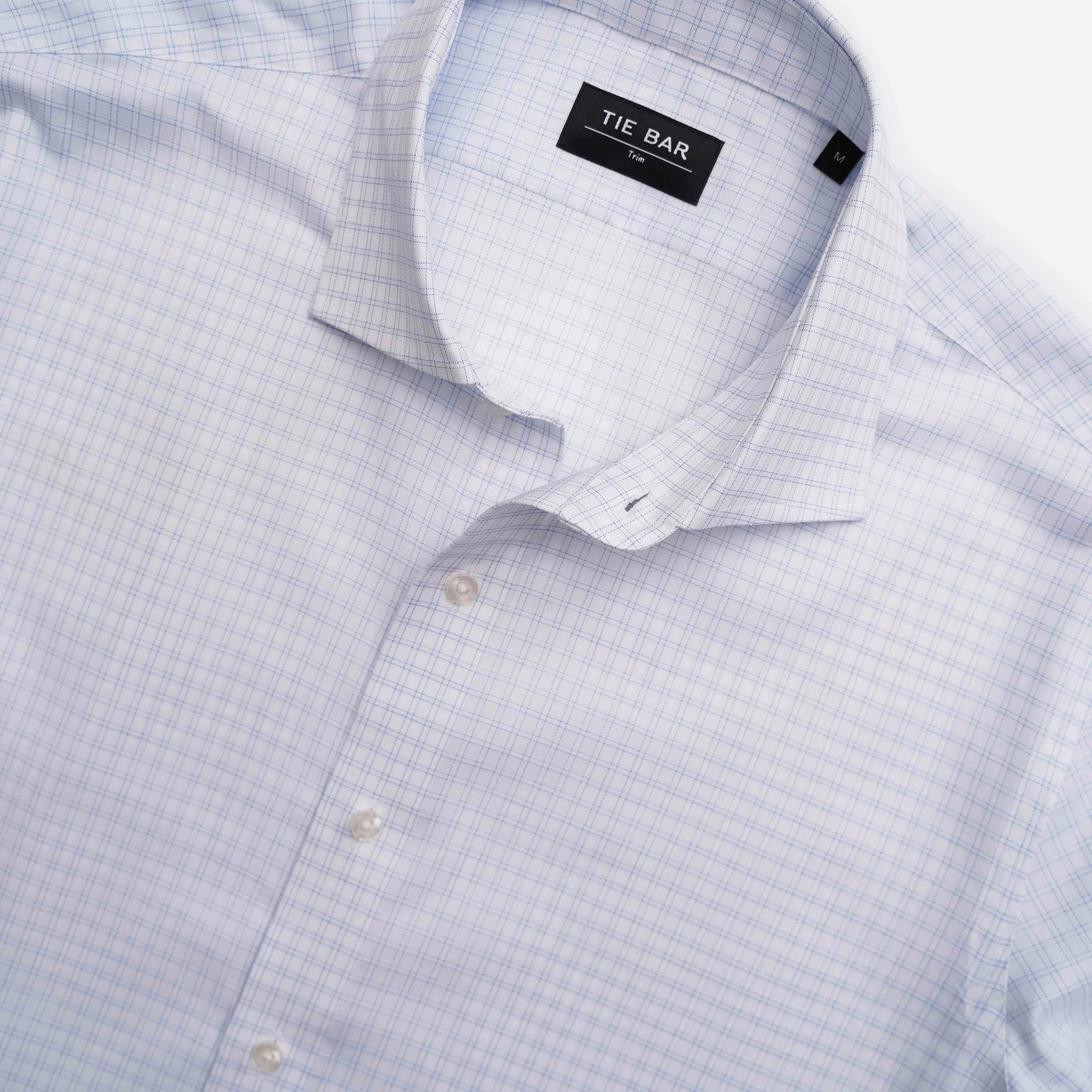 Mini Check Light Blue Dress Shirt sold by The Tie Bar product image thumbnail 3