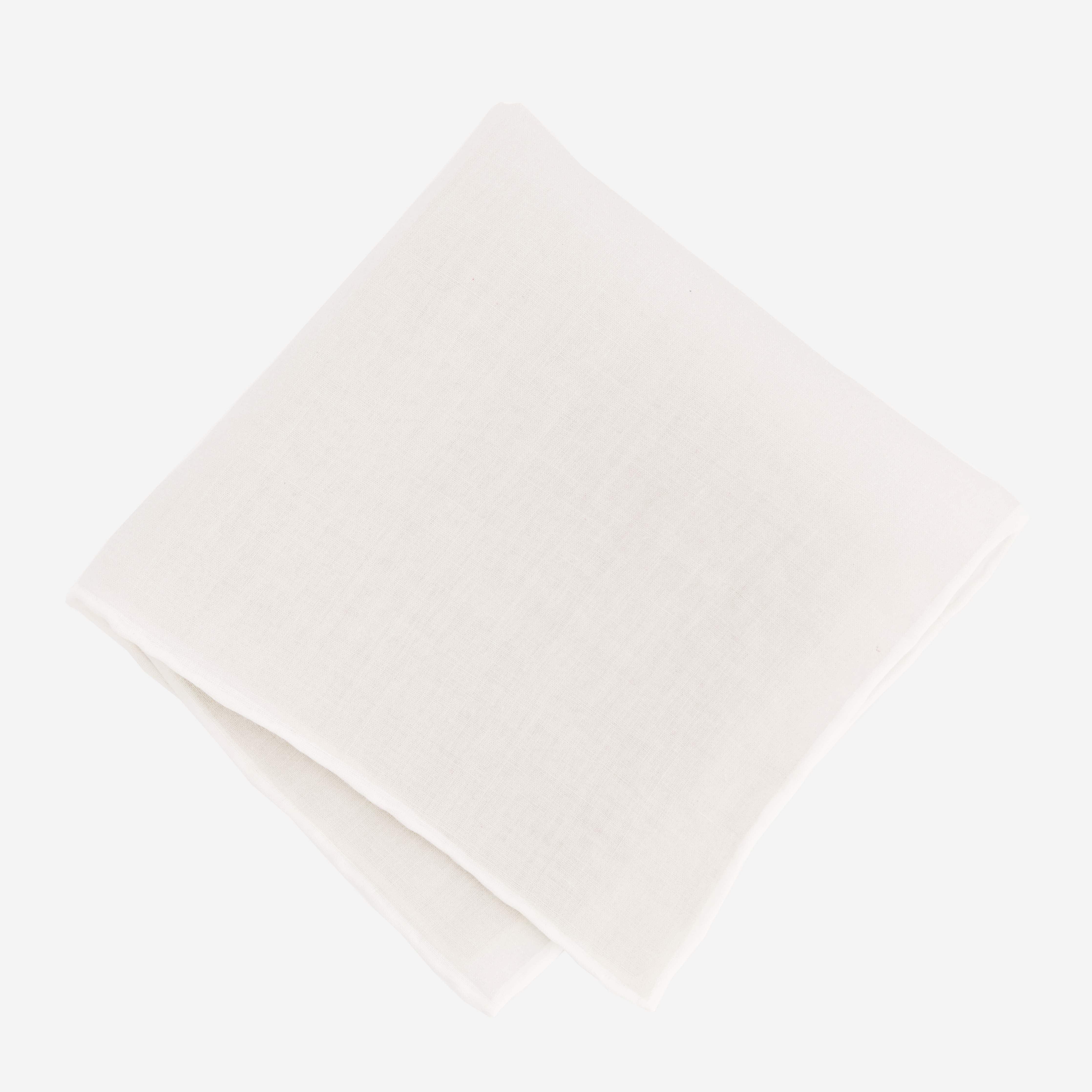 Linen with White Border Light Grey Pocket Square sold by The Tie Bar product image thumbnail 3