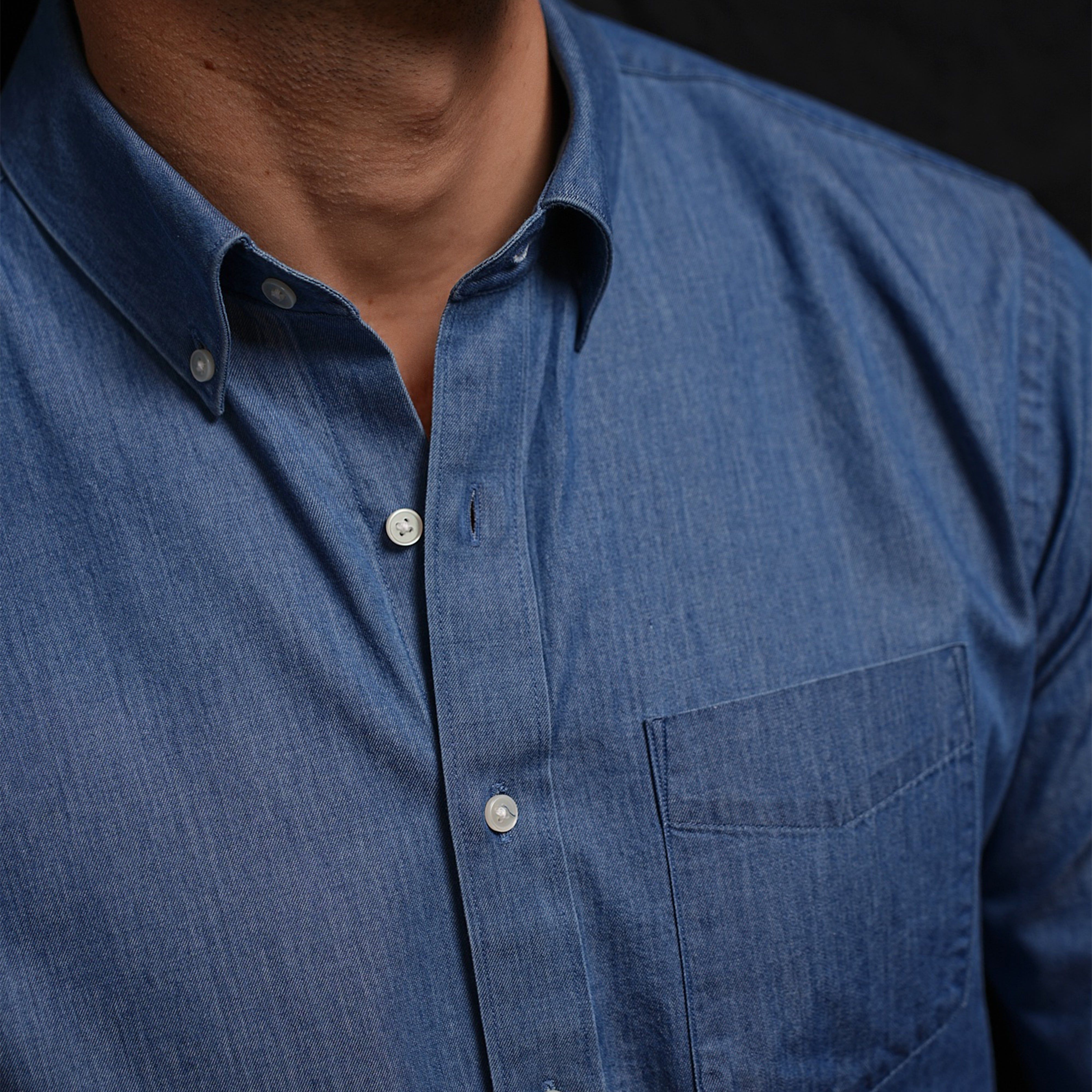 Indigo Twill Blue Casual Shirt sold by The Tie Bar product image thumbnail 5