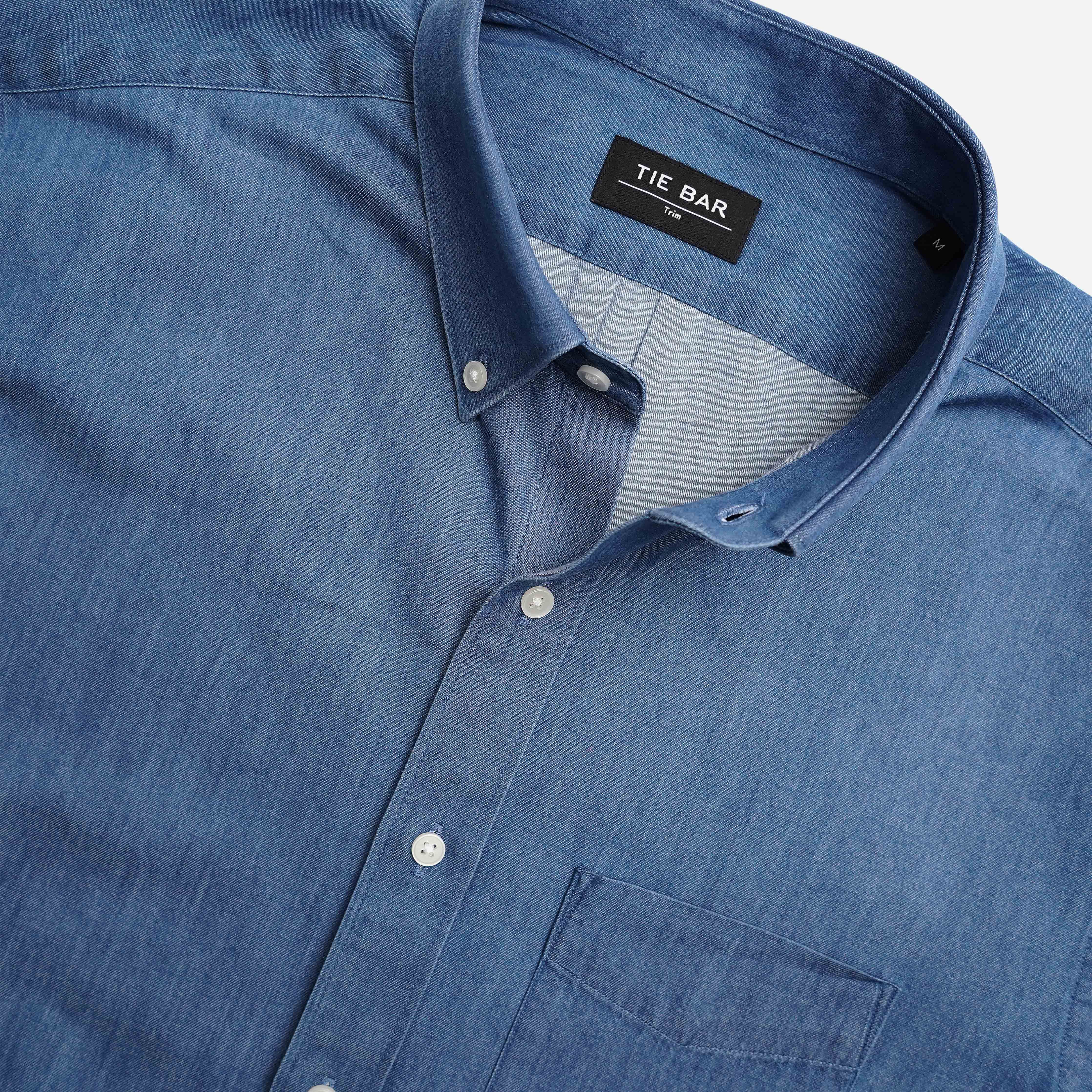 Indigo Twill Blue Casual Shirt sold by The Tie Bar product image thumbnail 3