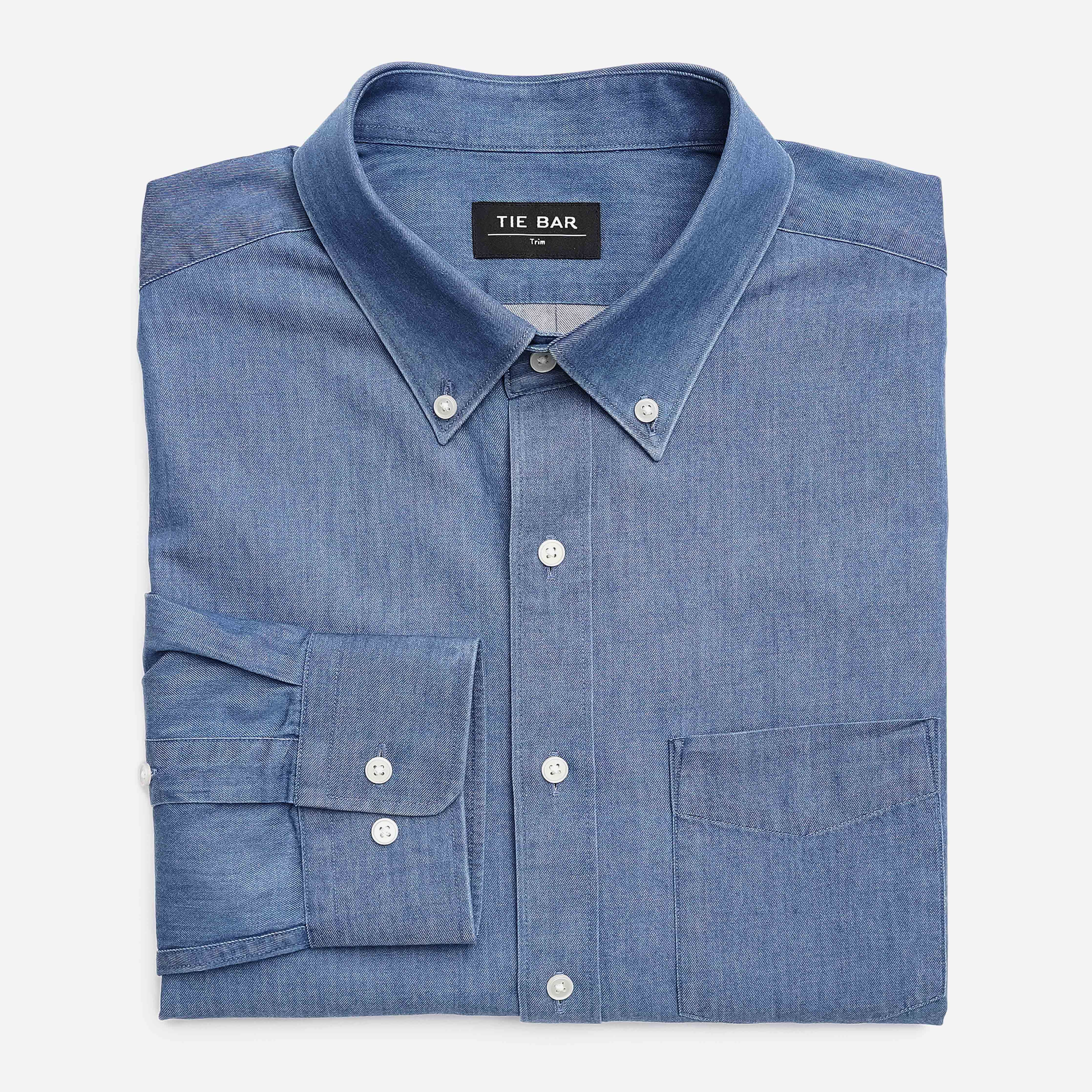 Indigo Twill Blue Casual Shirt sold by The Tie Bar