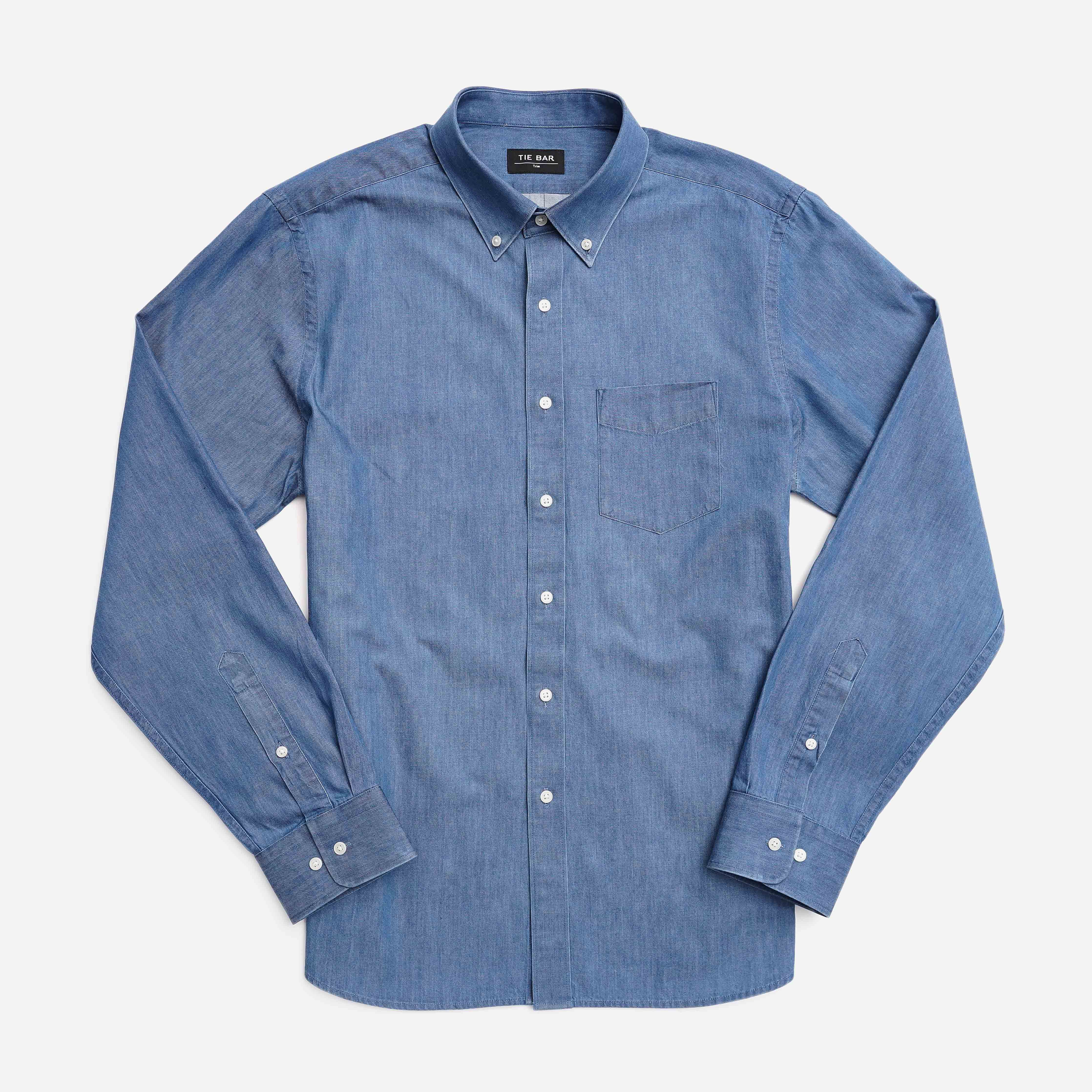Indigo Twill Blue Casual Shirt sold by The Tie Bar product image thumbnail 2