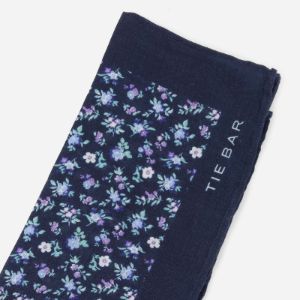 Ditzy Daisies Navy Pocket Squares sold by The Tie Bar