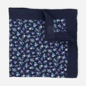 Ditzy Daisies Navy Pocket Squares sold by The Tie Bar