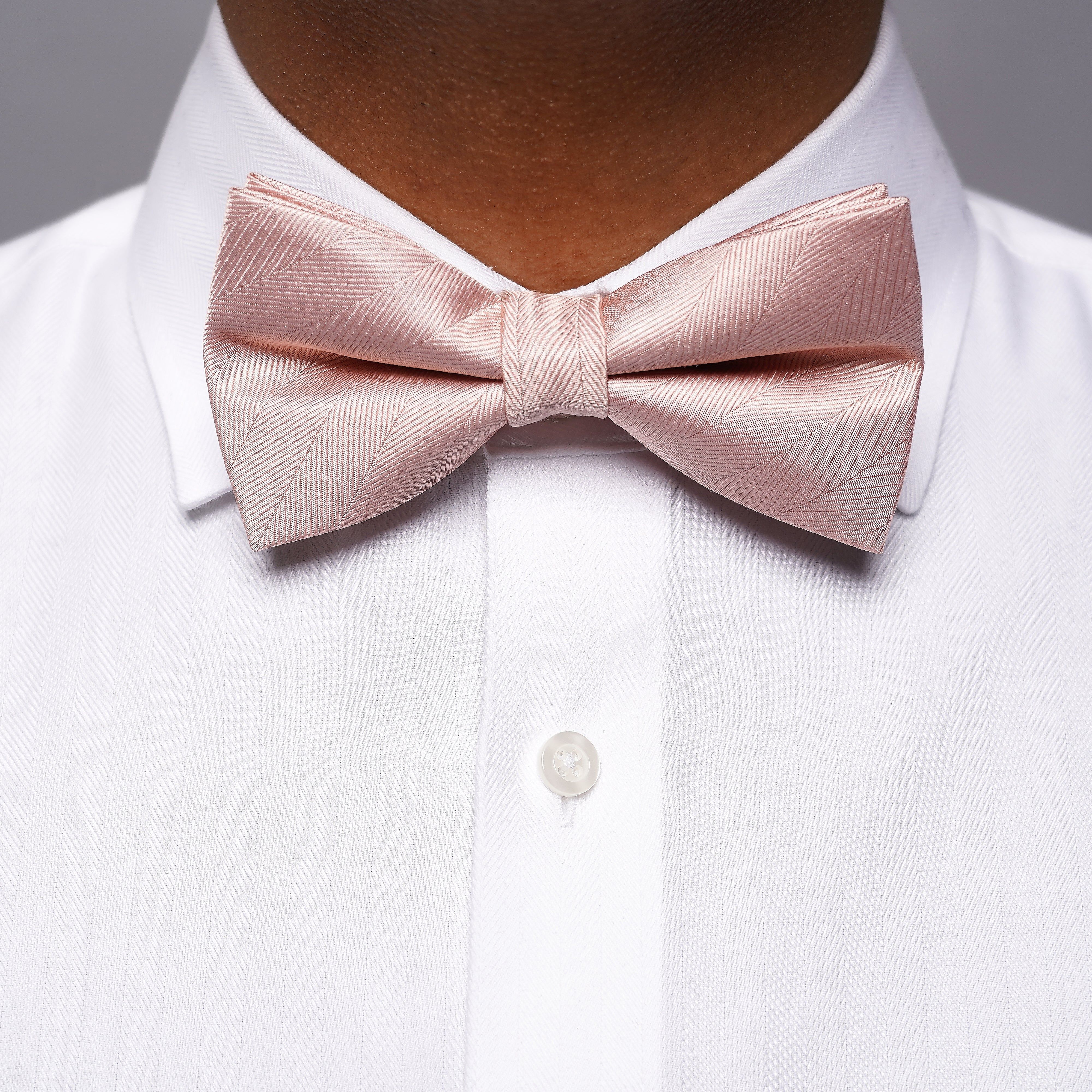 Herringbone Vow Blush Pink Bow Tie sold by The Tie Bar product image thumbnail 3