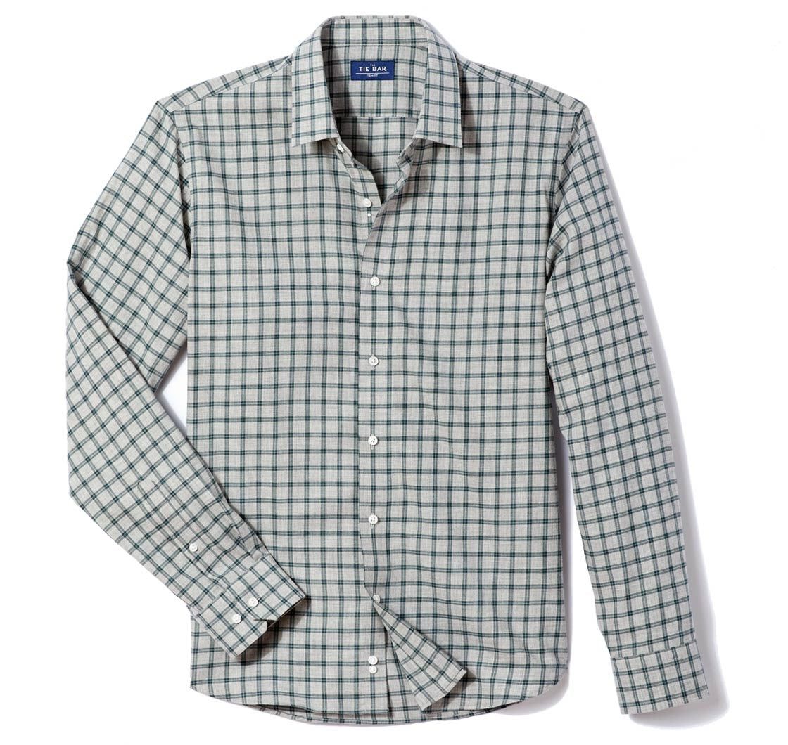 Check Flannel Grey Casual Shirt sold by The Tie Bar