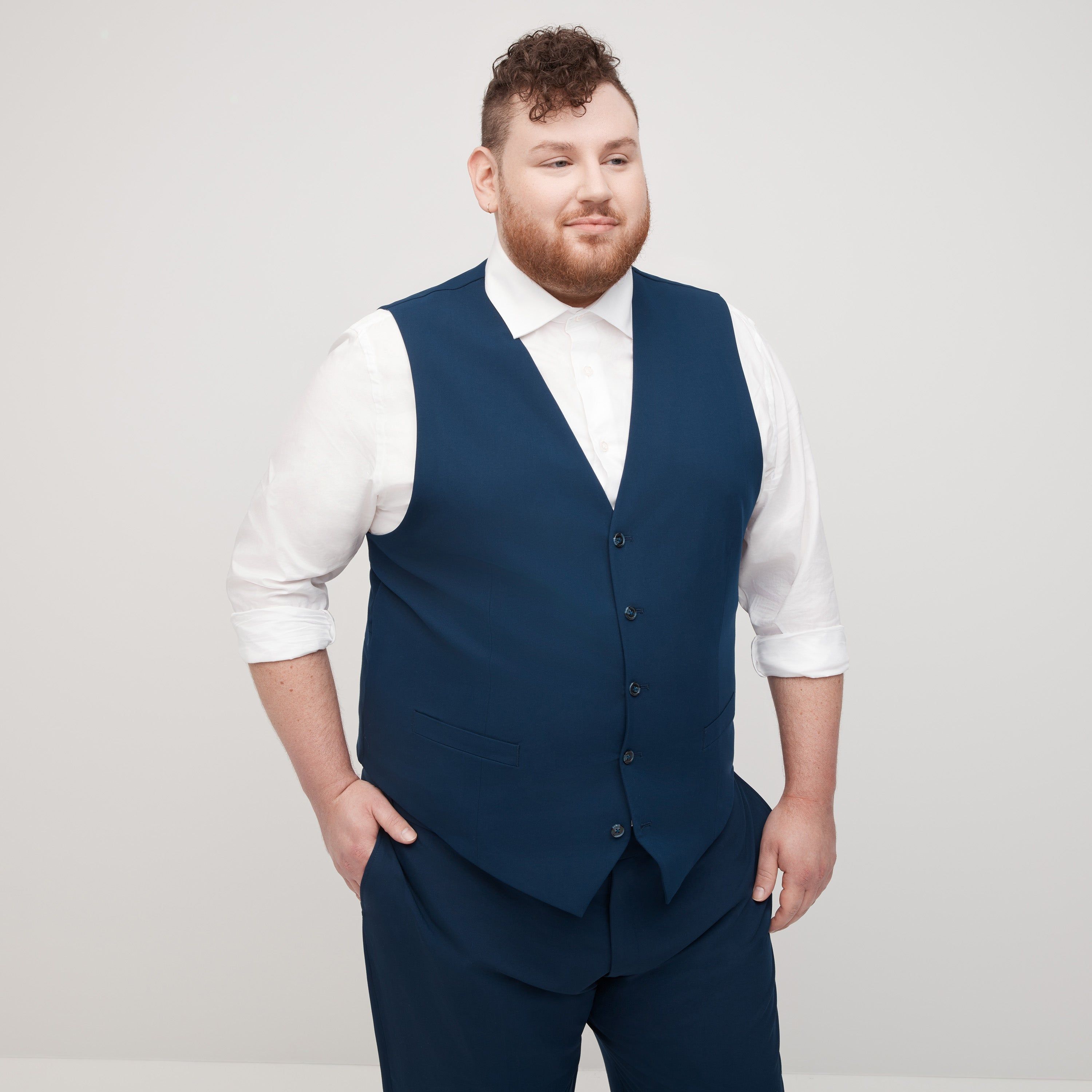 Brilliant Blue Suit Vest by SuitShop sold by The Tie Bar product image thumbnail 2