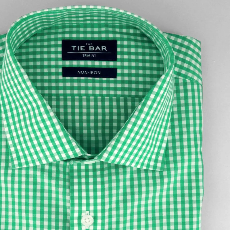 Gingham Green Non-Iron Dress Shirt sold by The Tie Bar