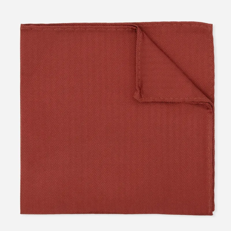 Sound Wave Herringbone Terracotta Pocket Square sold by The Tie Bar