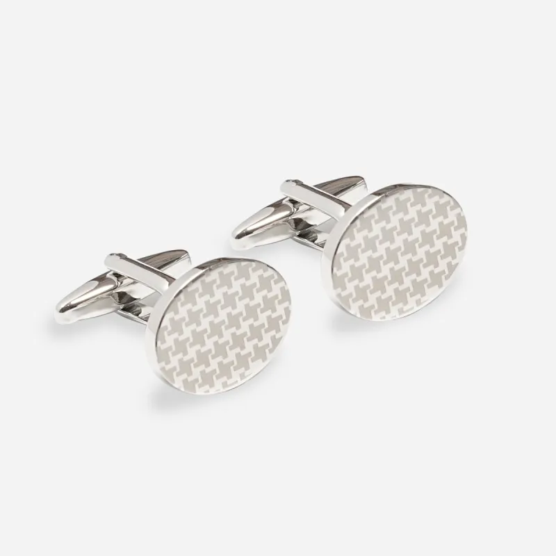 Houndstooth Silver Cufflinks sold by The Tie Bar