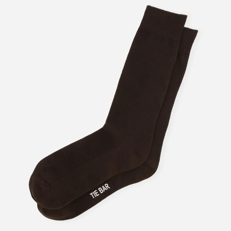 Solid Pique Chocolate Brown Dress Socks sold by The Tie Bar