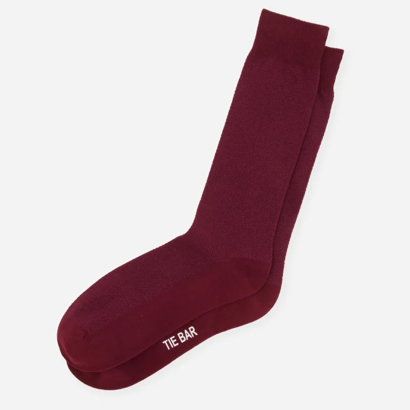 Solid Pique Burgundy Dress Socks sold by The Tie Bar