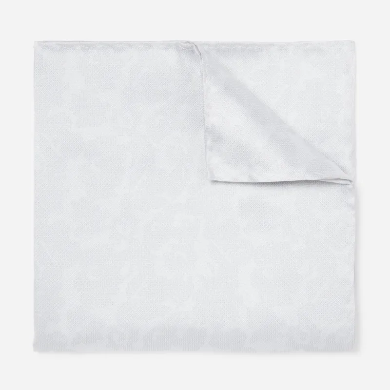 Mumu Weddings - Refinado Floral Silver Pocket Square sold by The Tie Bar