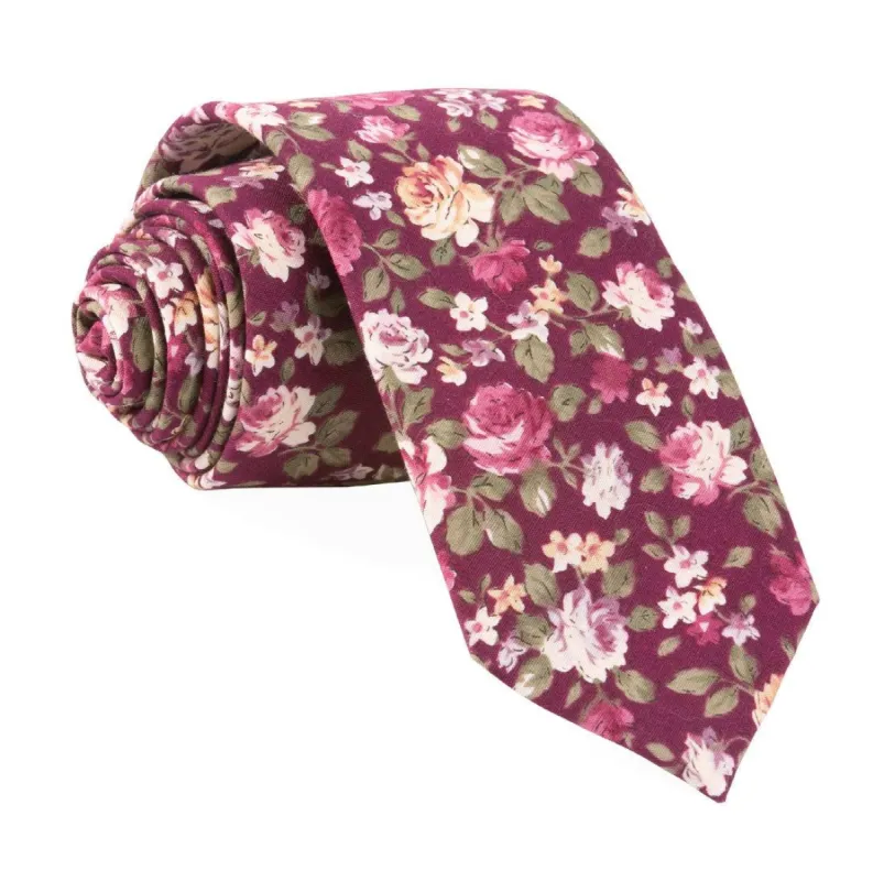 Moody Florals Burgundy Tie sold by The Tie Bar