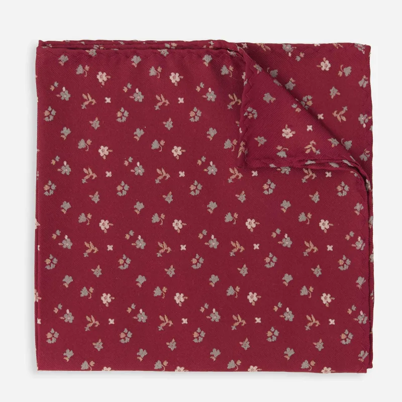 Falling Florals Burgundy Pocket Square sold by The Tie Bar