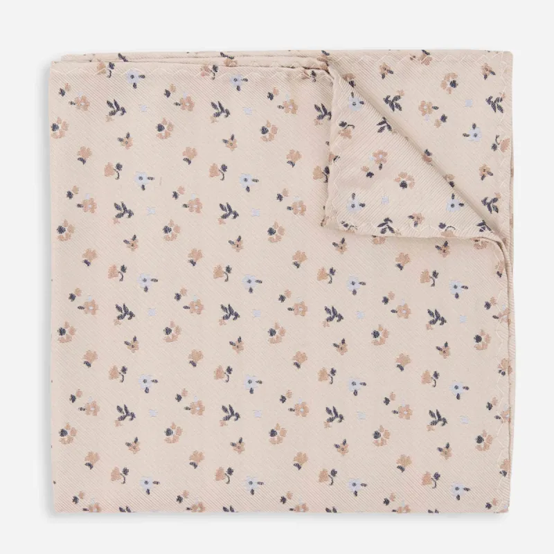 Falling Florals Champagne Pocket Square sold by The Tie Bar