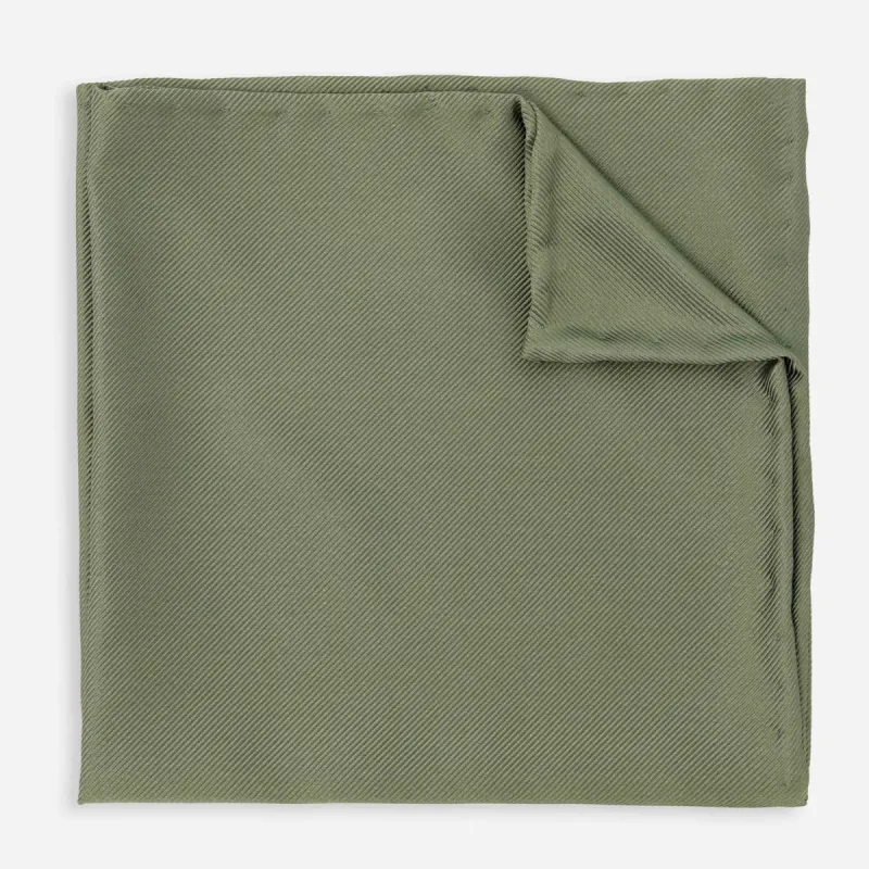 Solid Twill Olive Pocket Square sold by The Tie Bar