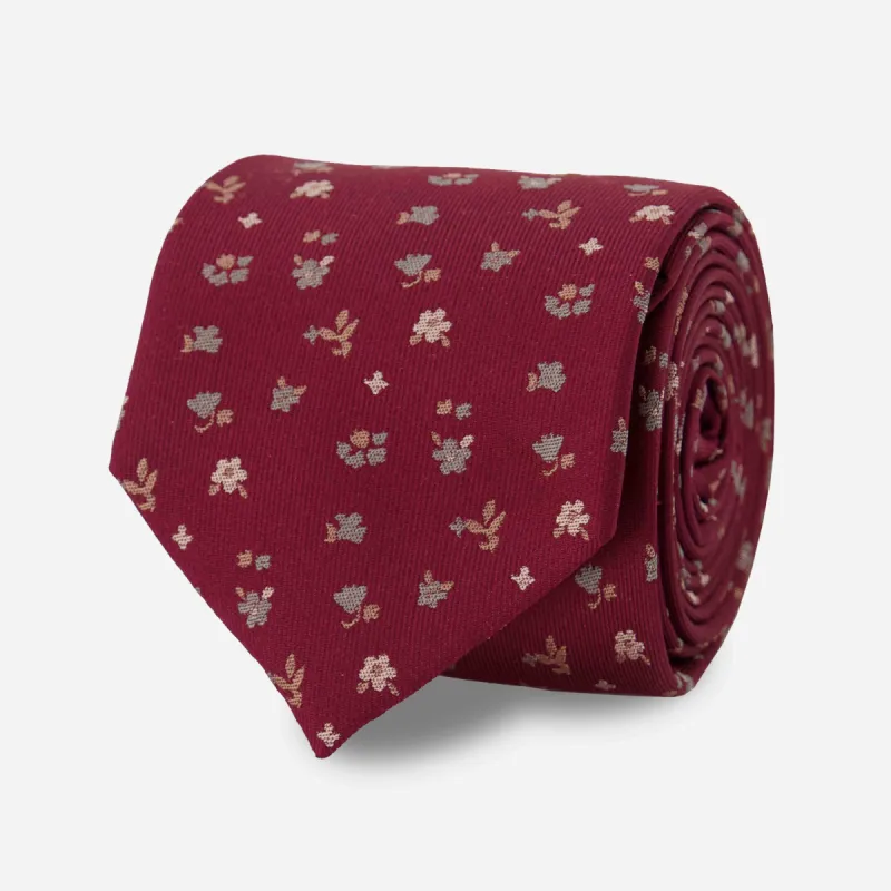 Falling Florals Burgundy Tie sold by The Tie Bar