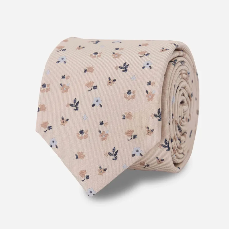 Falling Florals Champagne Tie sold by The Tie Bar