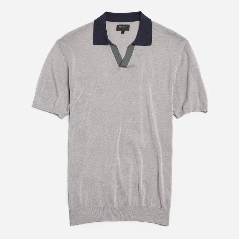 Colorblock Sweater Grey Polo sold by The Tie Bar