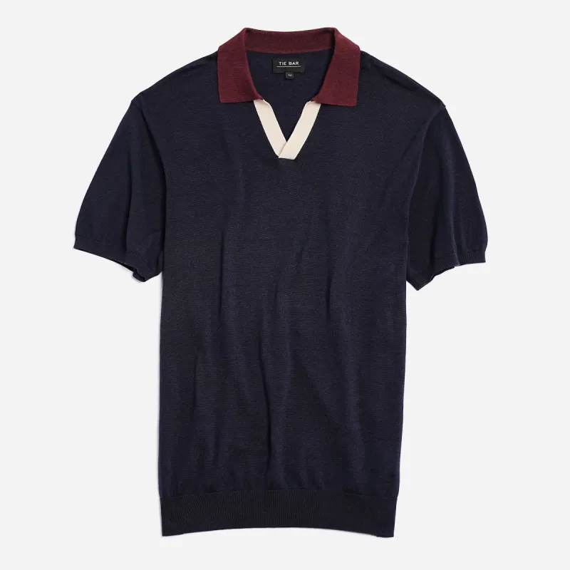 Colorblock Sweater Navy Polo sold by The Tie Bar