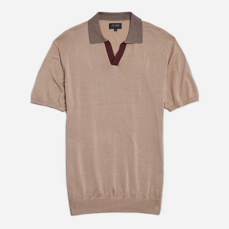 Colorblock Sweater Camel Polo sold by The Tie Bar