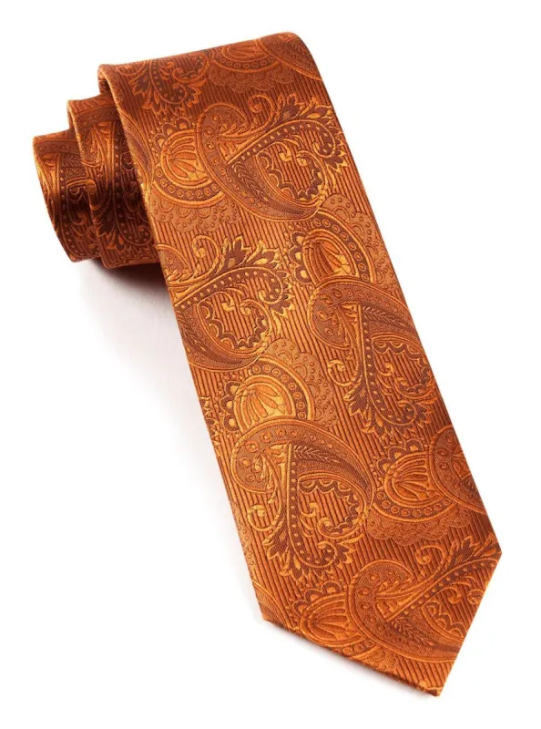 Twill Paisley Burnt Orange Tie sold by The Tie Bar