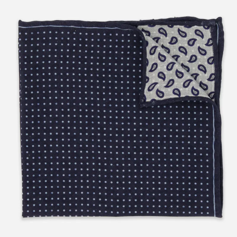 Domino Paisley Navy Pocket Square sold by The Tie Bar