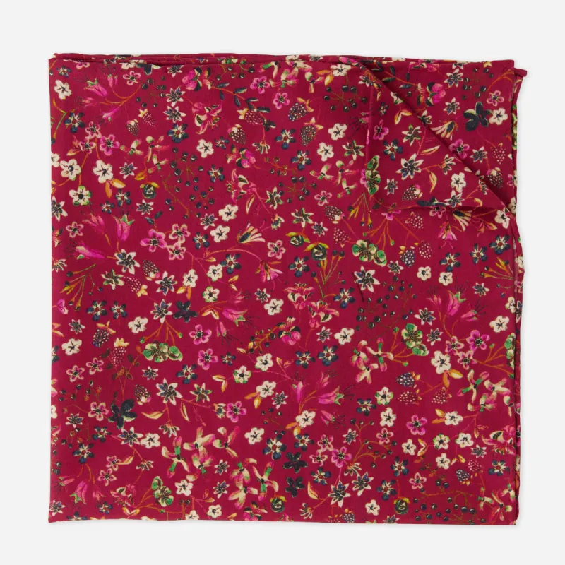 Donna Leigh Floral Burgundy Pocket Square sold by The Tie Bar