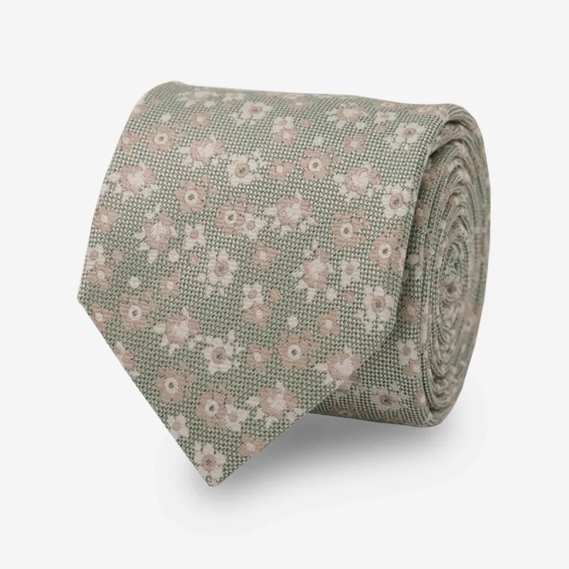 Marguerite Floral Sage Green Tie sold by The Tie Bar
