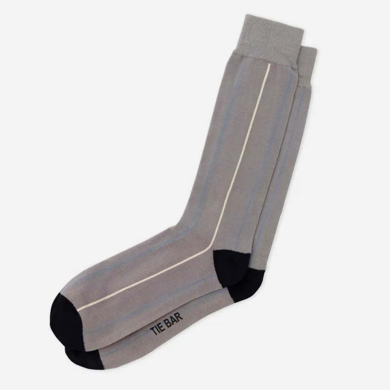 Vertical Stripe Grey Dress Socks sold by The Tie Bar