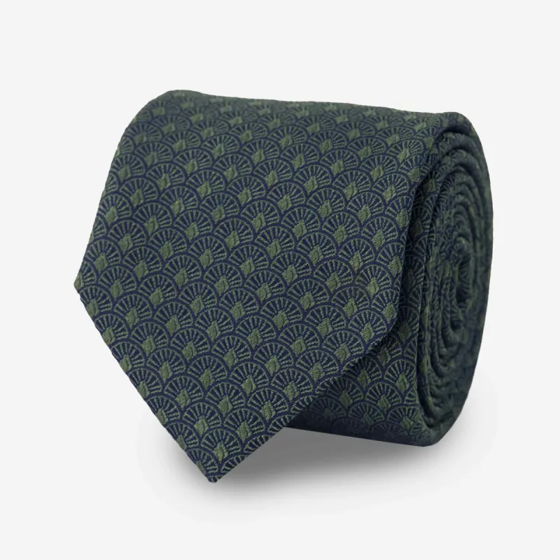 Deco Scallops Hunter Green Tie sold by The Tie Bar
