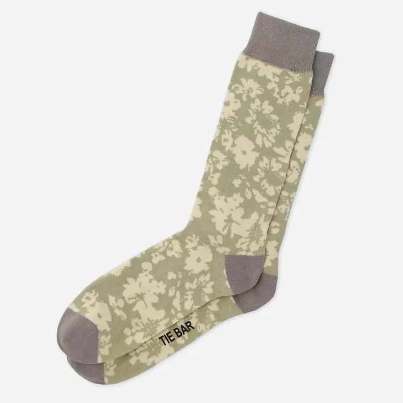 Incognito Floral Sage Green Dress Socks sold by The Tie Bar