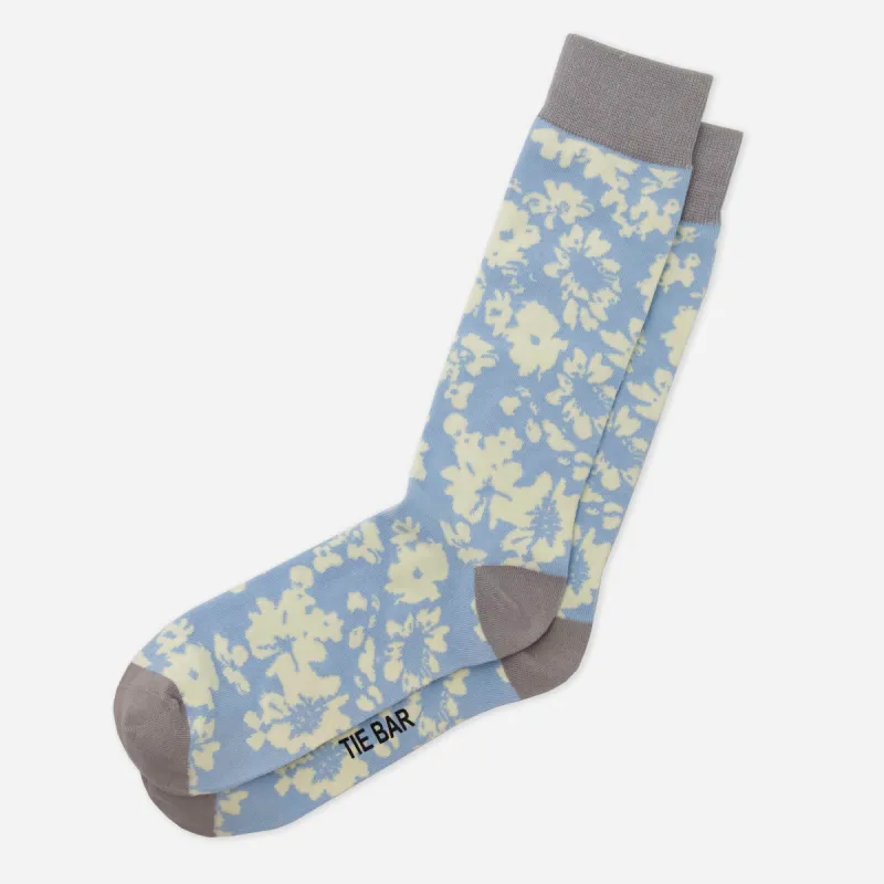 Incognito Floral Light Blue Dress Socks sold by The Tie Bar