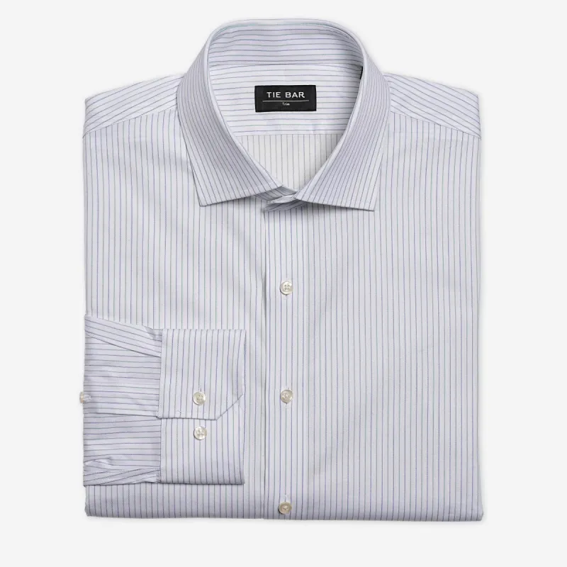 Soft Stretch Two Color Stripe White Dress Shirt sold by The Tie Bar