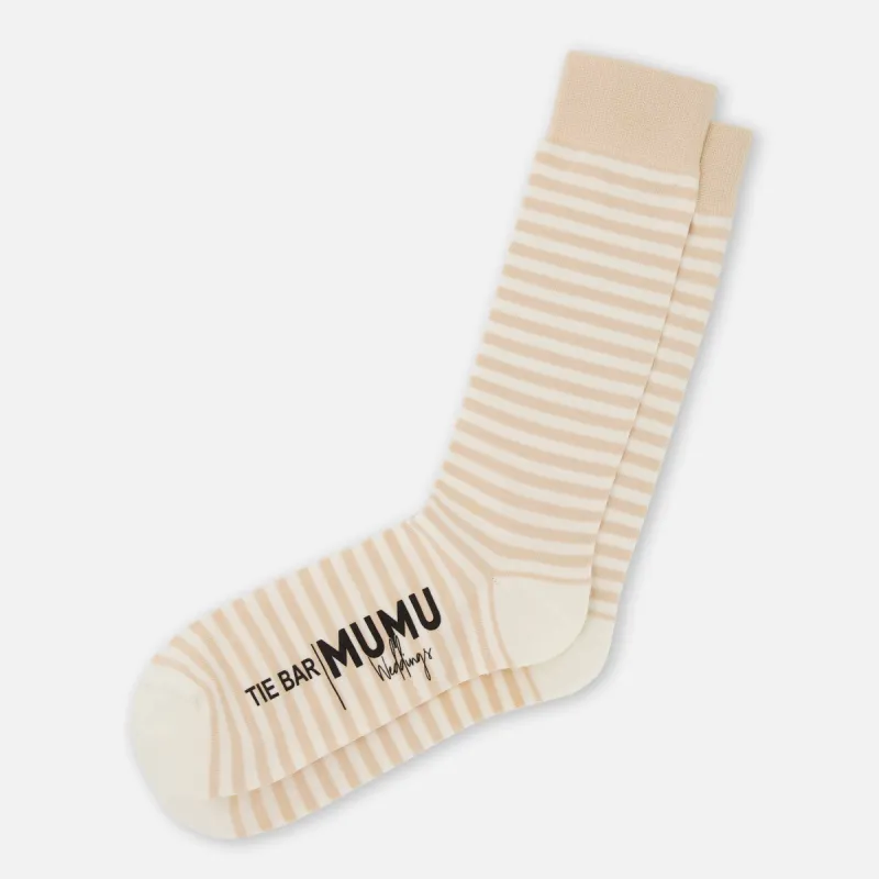 Mumu Weddings - Seaside Stripe Champagne Dress Socks sold by The Tie Bar