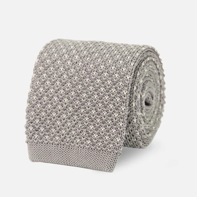 Knitted Dots Silver Tie sold by The Tie Bar