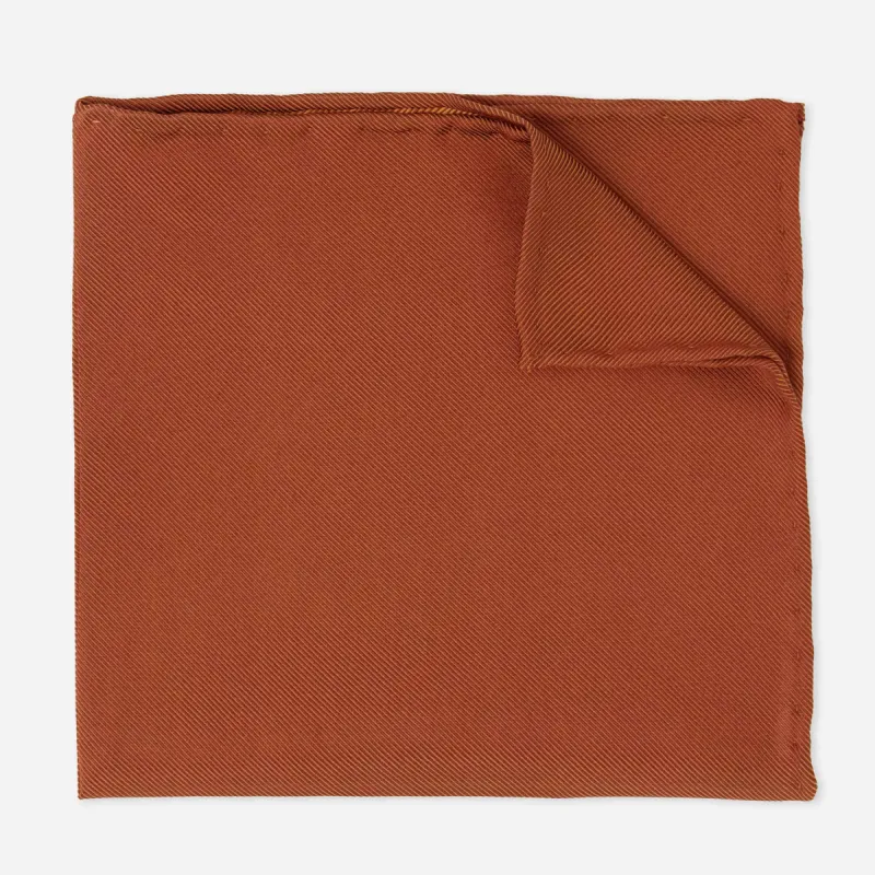 Solid Twill Copper Pocket Square sold by The Tie Bar