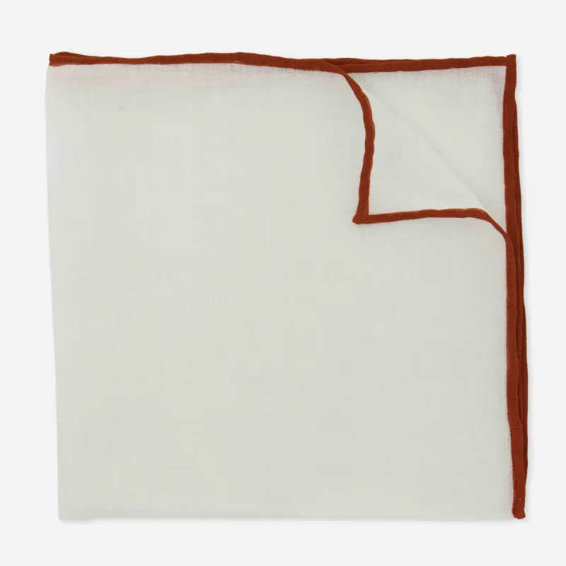 White Linen With Rolled Border Copper Pocket Square sold by The Tie Bar