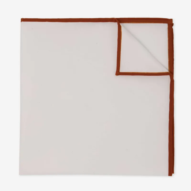 White Cotton With Border Copper Pocket Square sold by The Tie Bar