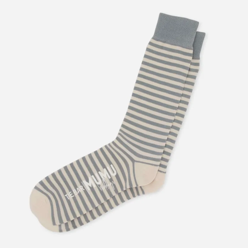 Mumu Weddings - Seaside Stripe Silver Sage Dress Socks sold by The Tie Bar