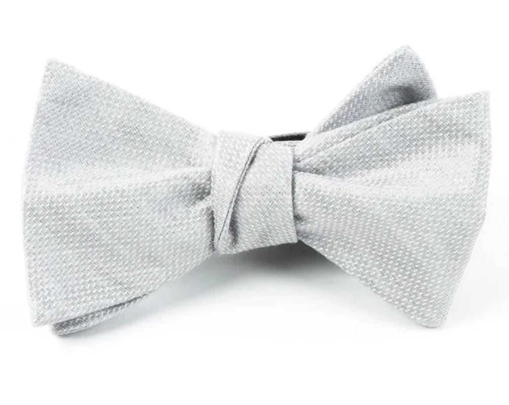 Solid Linen Silver Bow Tie sold by The Tie Bar