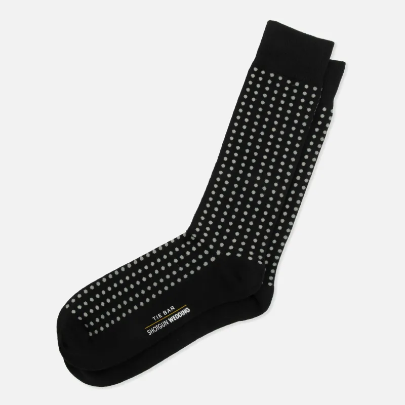 Tie Bar | Shotgun Wedding Say I Do Dots Black Dress Socks sold by The Tie Bar